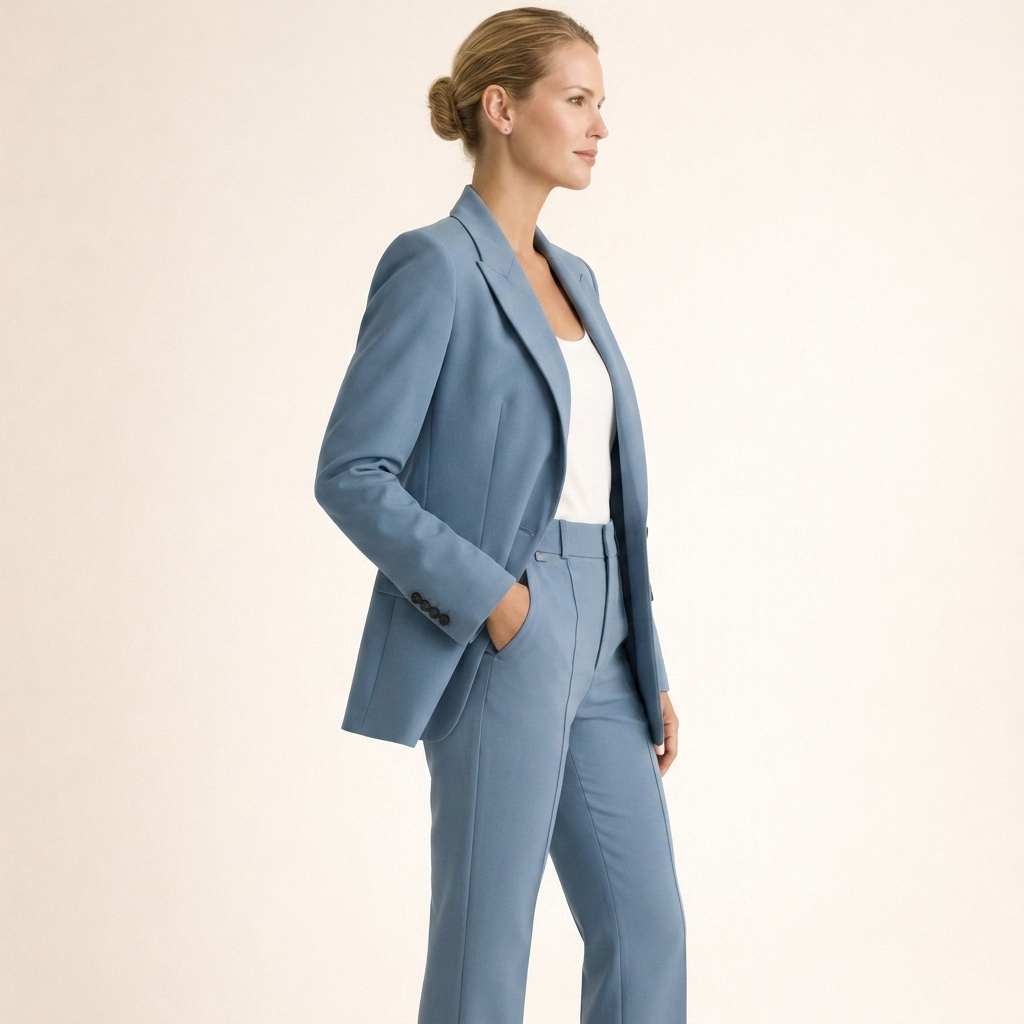 Doris | Damen Eleganter Zweiteiler Anzug mit strukturierter Blazerjacke und ausgestellter Hose