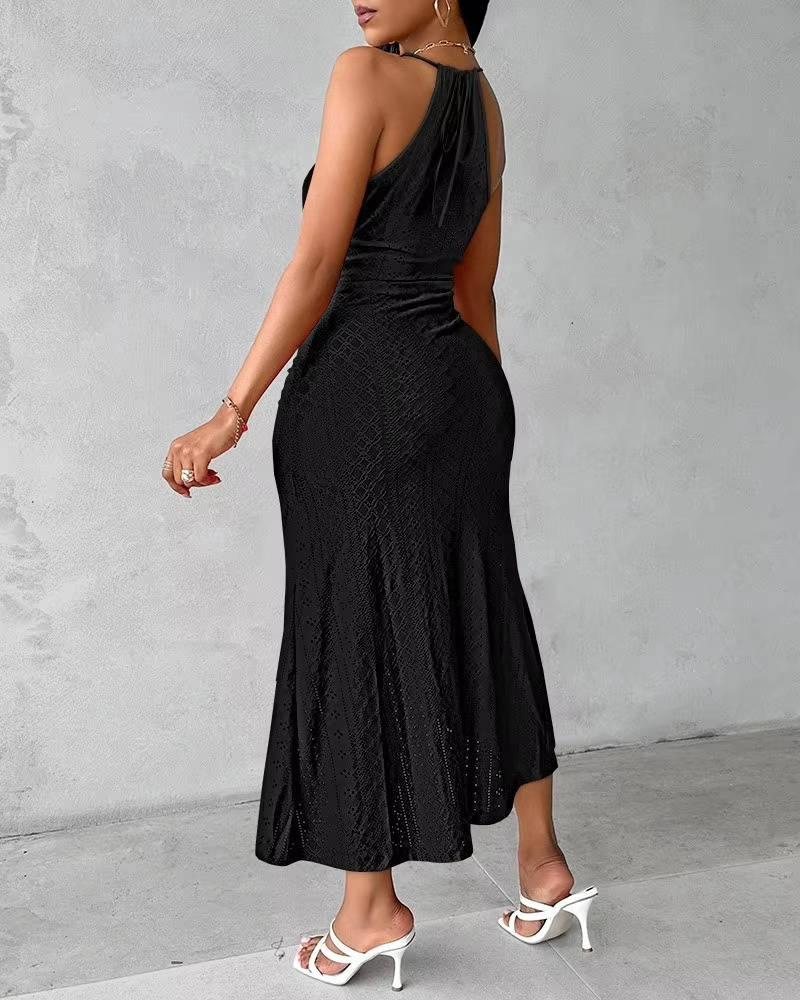 Alicia | Damen Sommer Neckholder Maxikleid