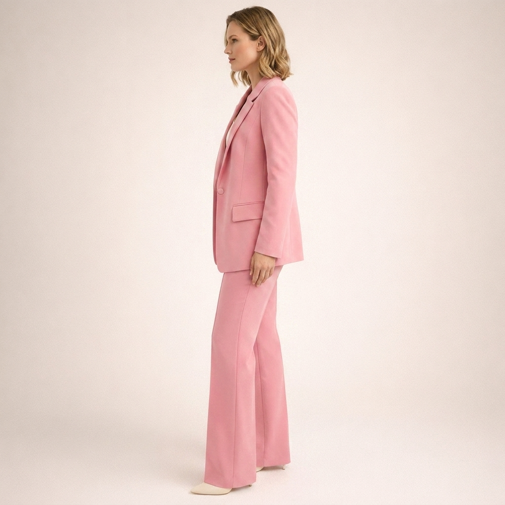 Doris | Damen Eleganter Zweiteiler Anzug mit strukturierter Blazerjacke und ausgestellter Hose