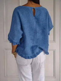 Bettina | Blouse d'été légère en lin pour femmes avec col rond