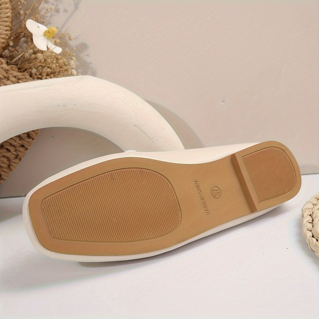 Leonora | Damen Lässige Eckige Slip-on Pantoletten