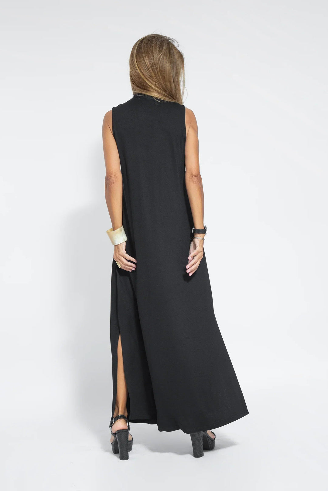 Michelle | Damen Ärmelloses Sommer Maxikleid mit tiefem V-Ausschnitt