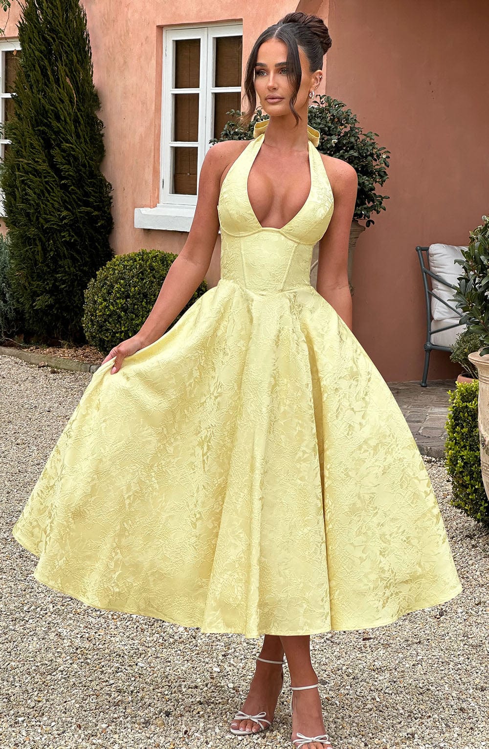 Gerda | Damen Sommer Halterneck Hochzeitsgastkleid