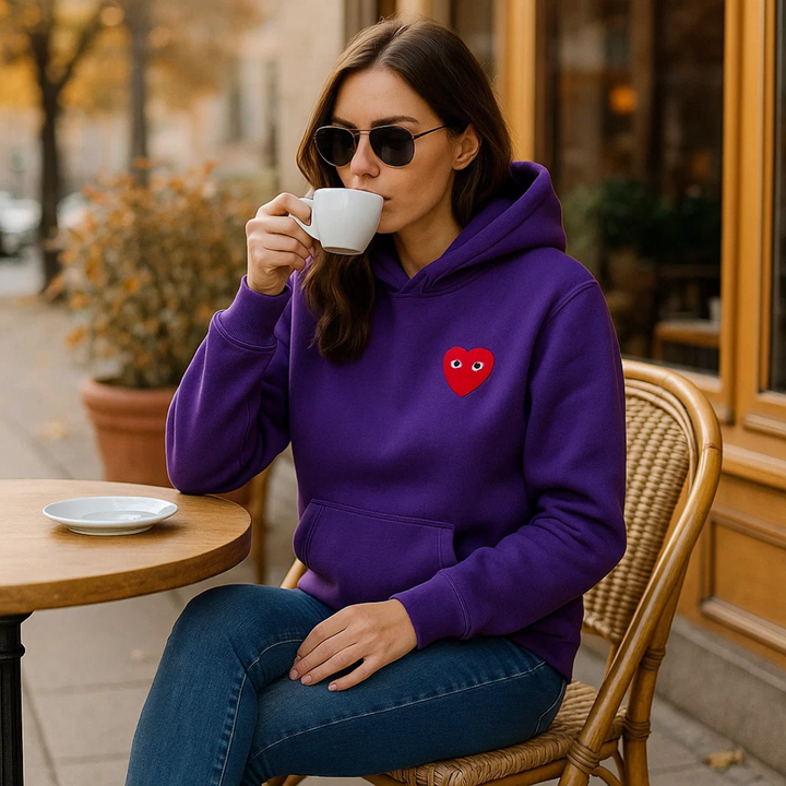 Cora | Damen Modischer Baumwoll Hoodie mit Herz