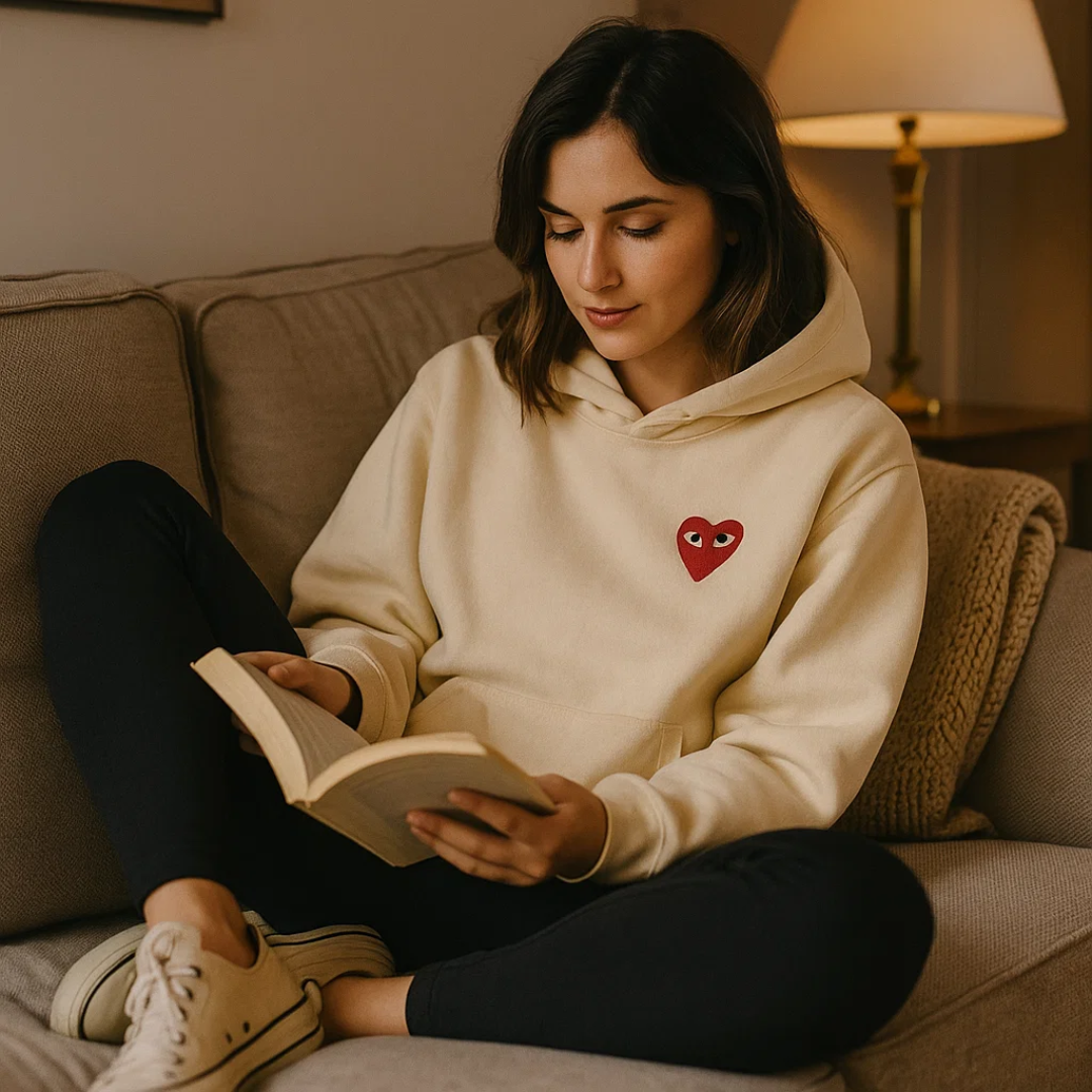Cora | Damen Modischer Baumwoll Hoodie mit Herz