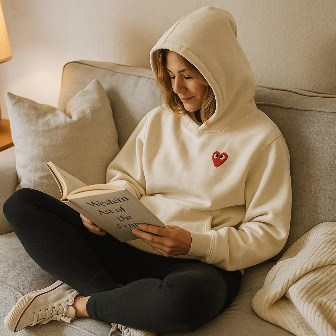 Cora | Damen Modischer Baumwoll Hoodie mit Herz