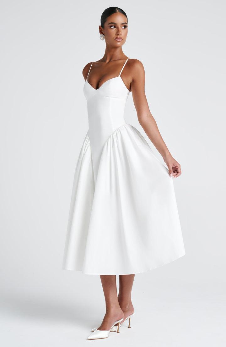 Lotte | Damen Anspruchsvolles A-Linien Sommer Midikleid mit Schnürung