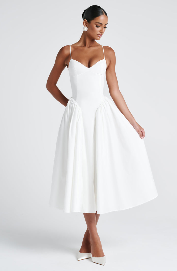 Lotte | Damen Anspruchsvolles A-Linien Sommer Midikleid mit Schnürung