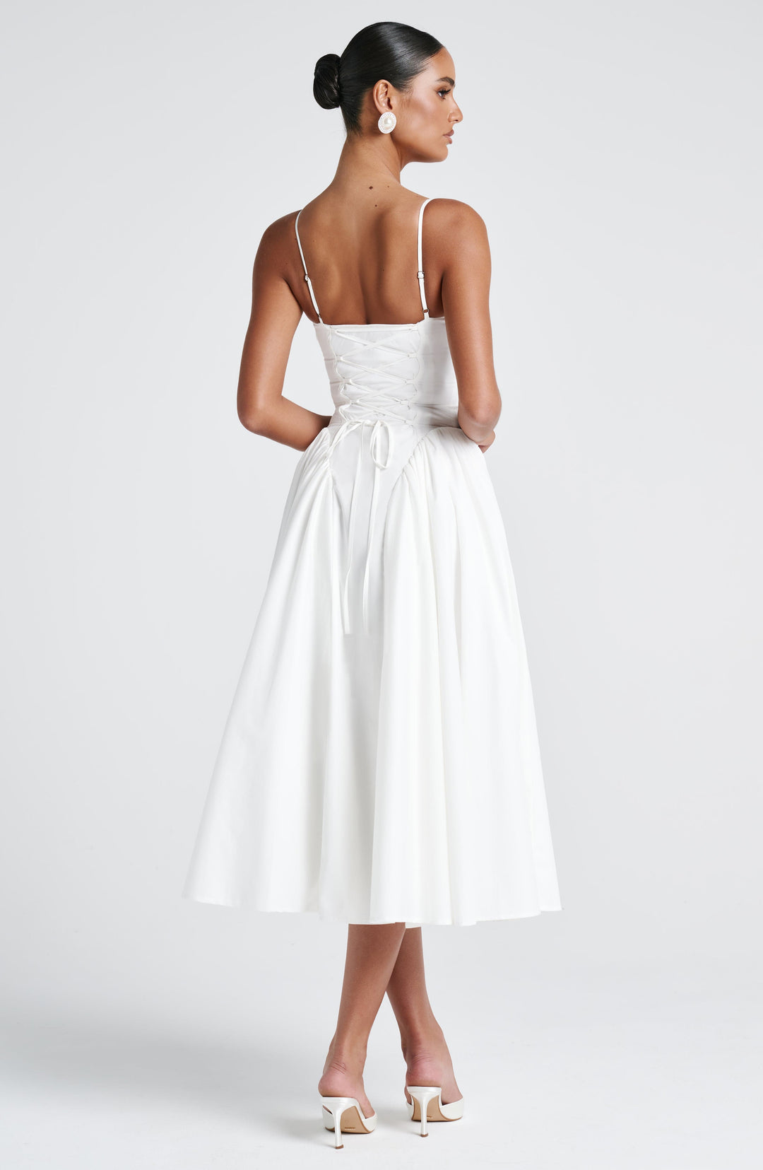 Lotte | Damen Anspruchsvolles A-Linien Sommer Midikleid mit Schnürung