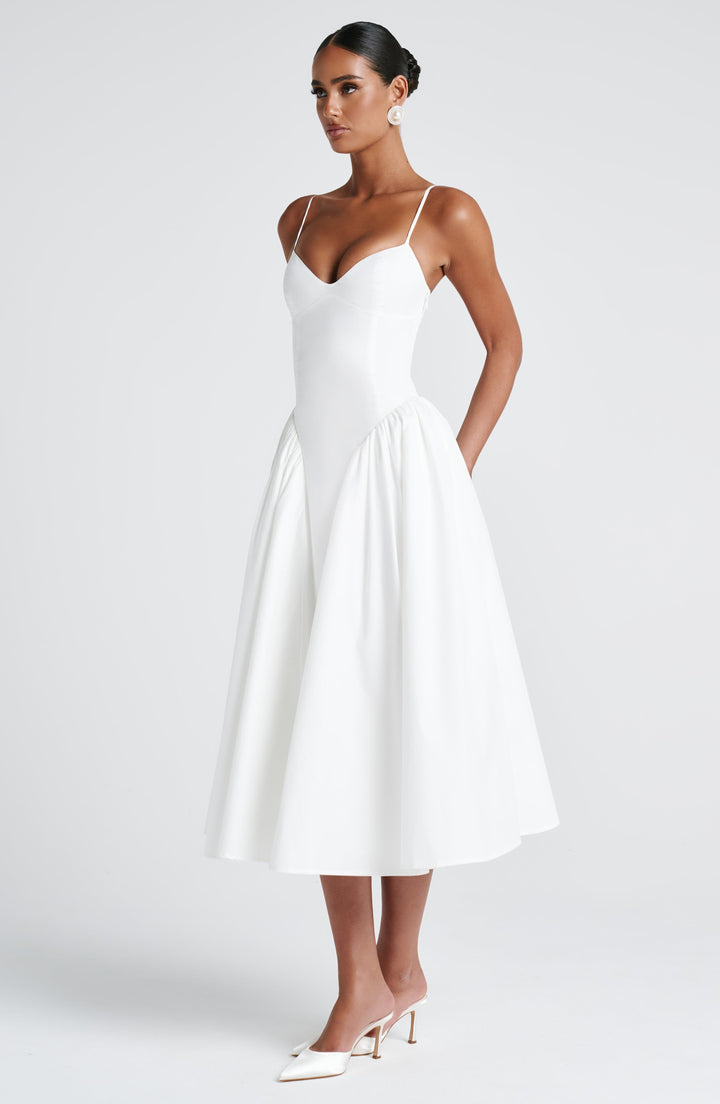 Lotte | Damen Anspruchsvolles A-Linien Sommer Midikleid mit Schnürung