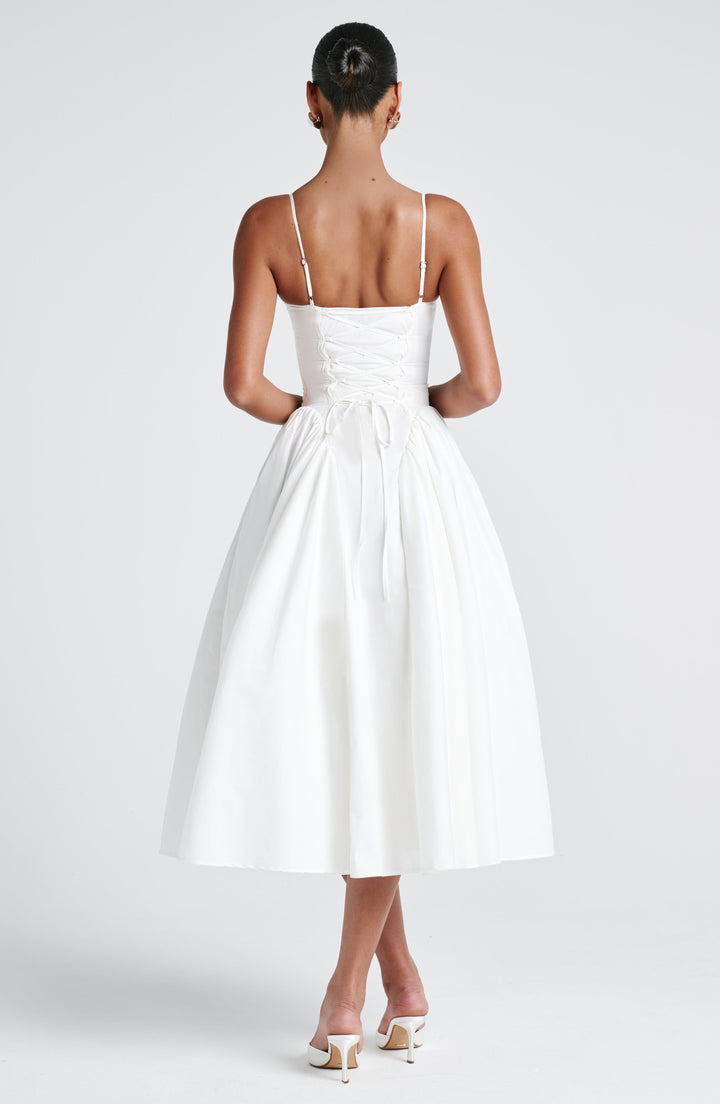 Lotte | Damen Anspruchsvolles A-Linien Sommer Midikleid mit Schnürung
