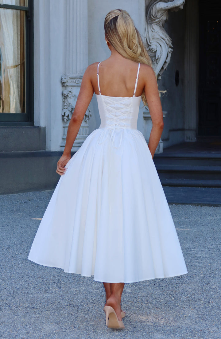 Lotte | Damen Anspruchsvolles A-Linien Sommer Midikleid mit Schnürung