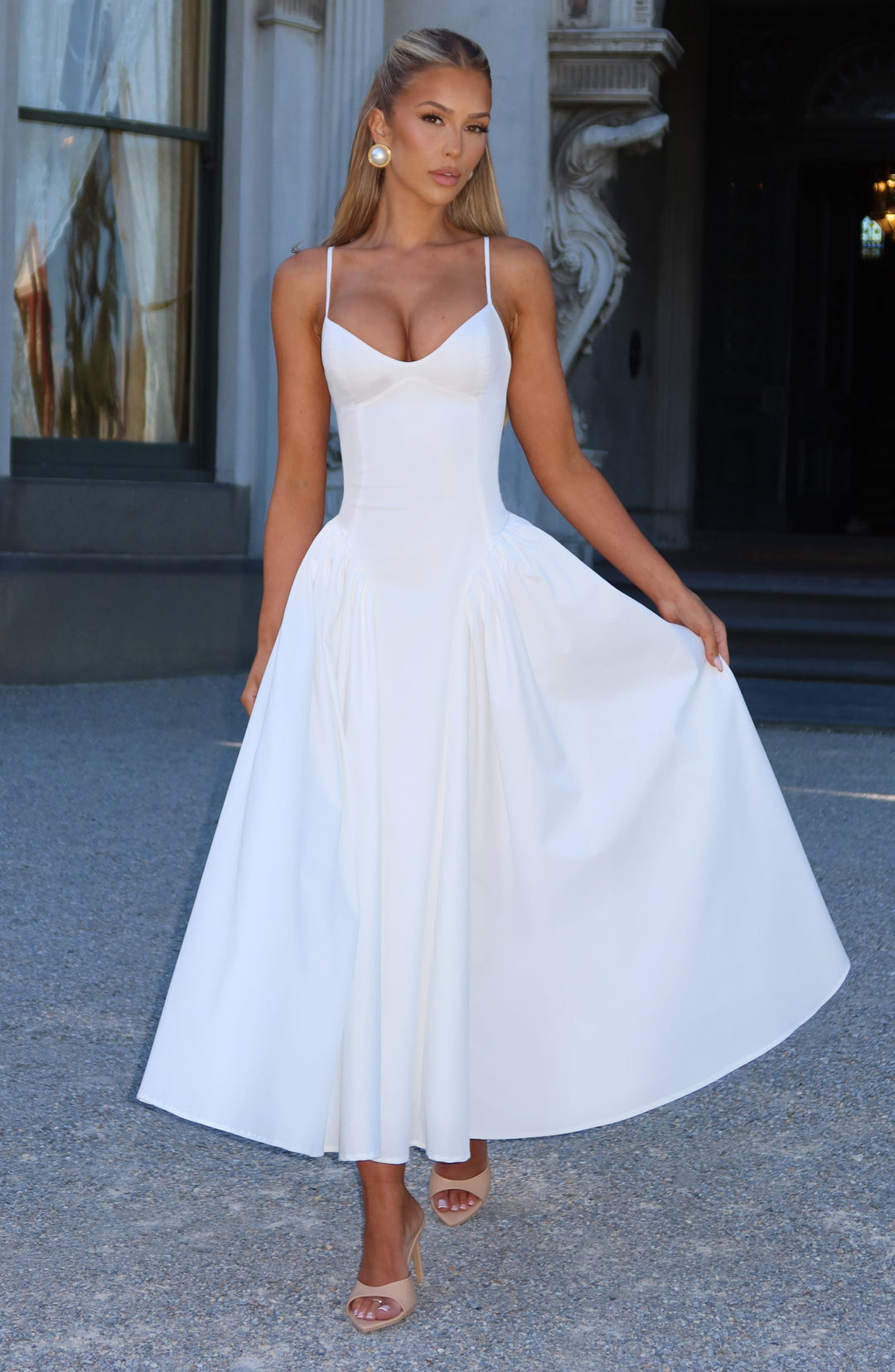Lotte | Damen Anspruchsvolles A-Linien Sommer Midikleid mit Schnürung