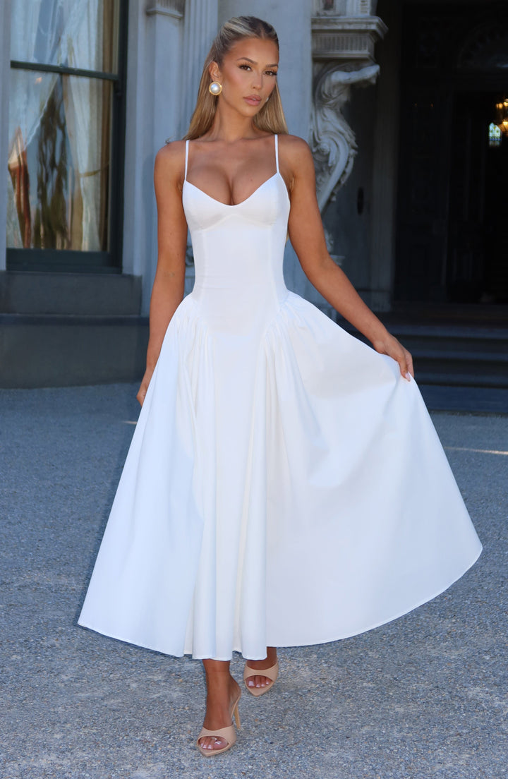 Lotte | Damen Anspruchsvolles A-Linien Sommer Midikleid mit Schnürung