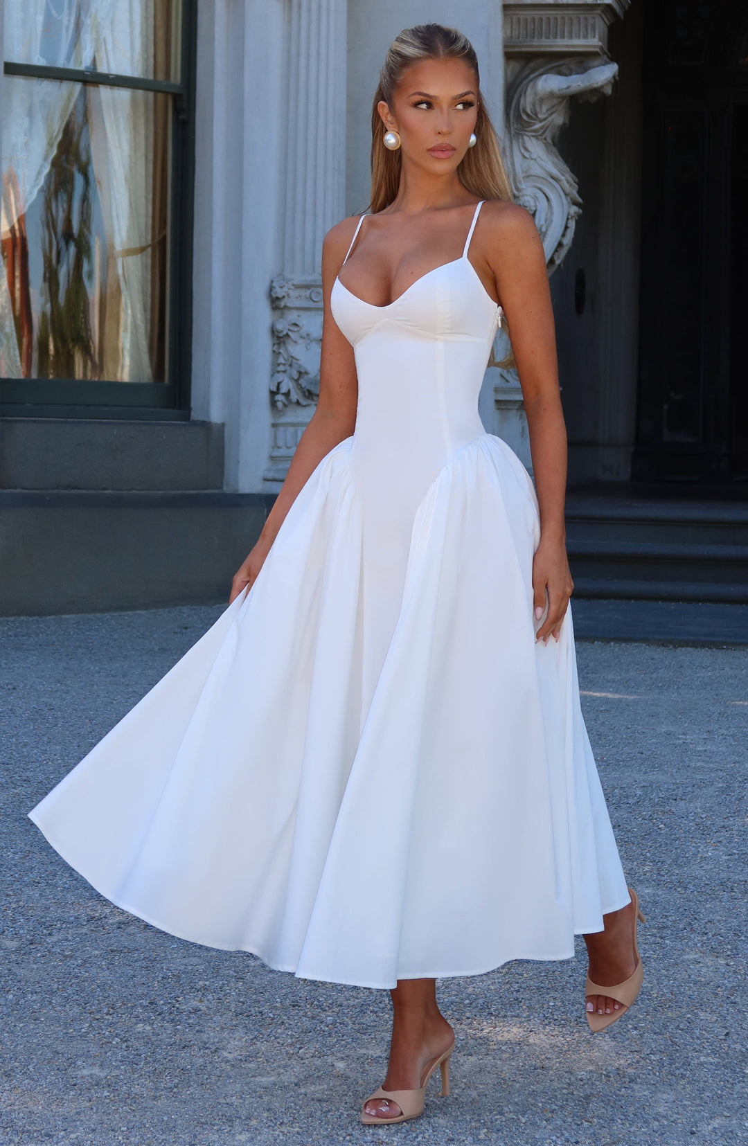 Lotte | Damen Anspruchsvolles A-Linien Sommer Midikleid mit Schnürung