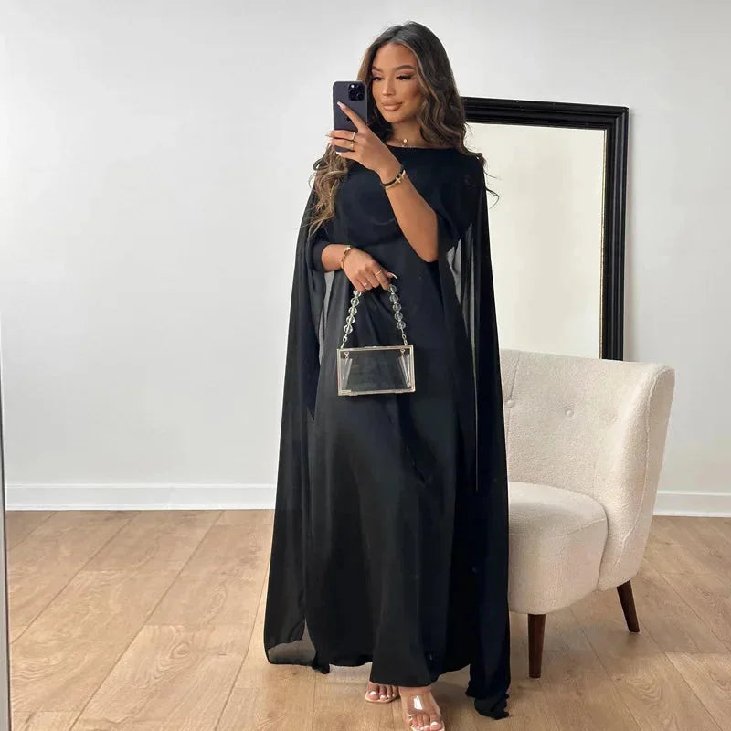 Luitgard | Damen Hochzeitsgast Maxikleid mit Cape für besondere Anlässe