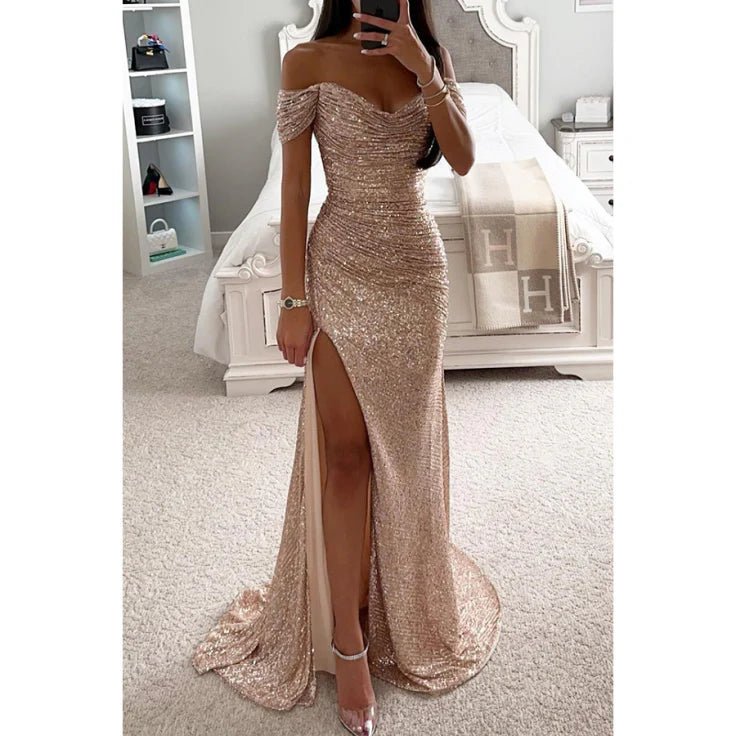 Sibylle | Damen Elegantes Abend Maxikleid mit Strasssteinen