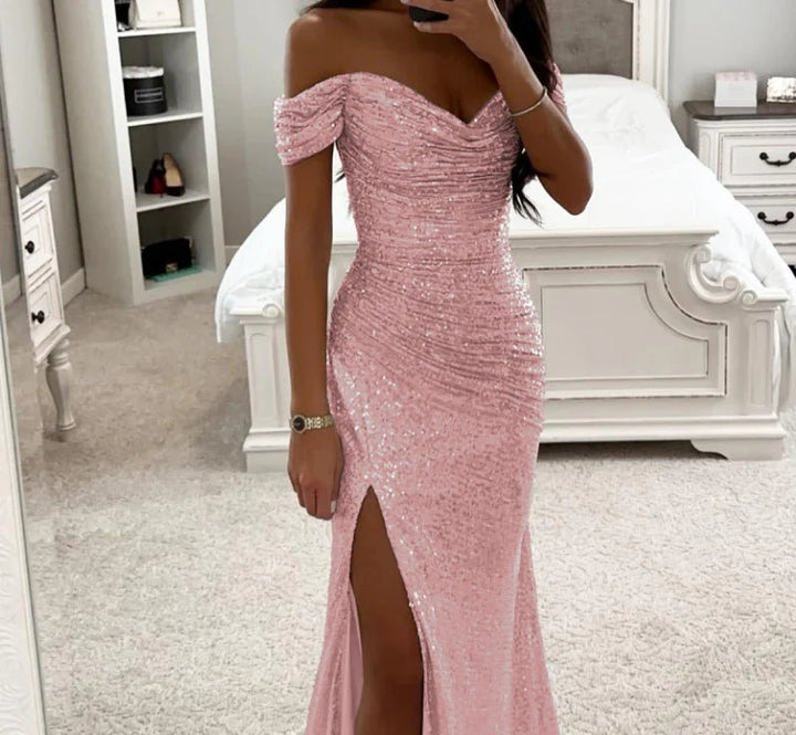 Sibylle | Damen Elegantes Abend Maxikleid mit Strasssteinen