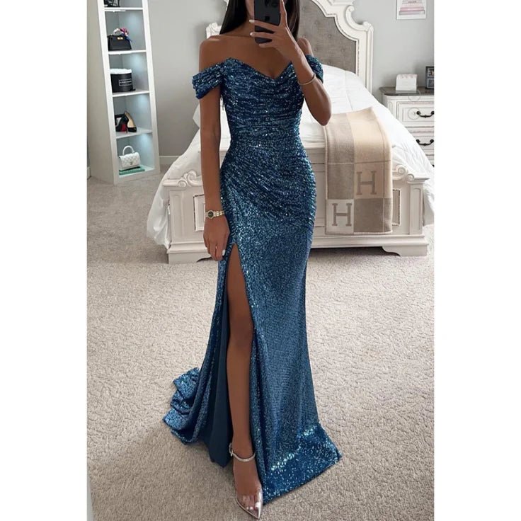 Sibylle | Damen Elegantes Abend Maxikleid mit Strasssteinen