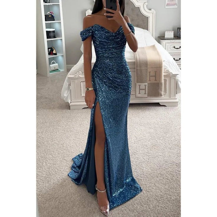 Sibylle | Damen Elegantes Abend Maxikleid mit Strasssteinen