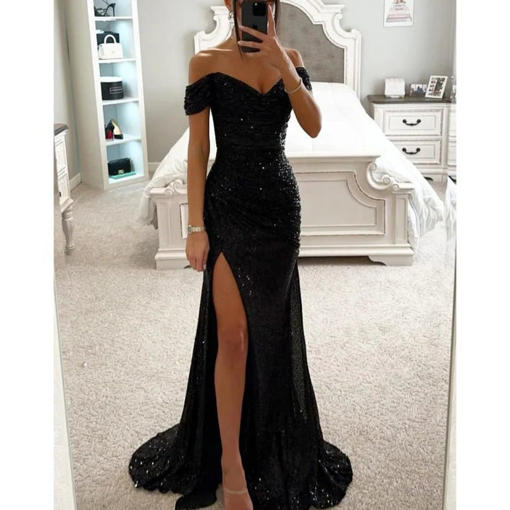 Sibylle | Damen Elegantes Abend Maxikleid mit Strasssteinen