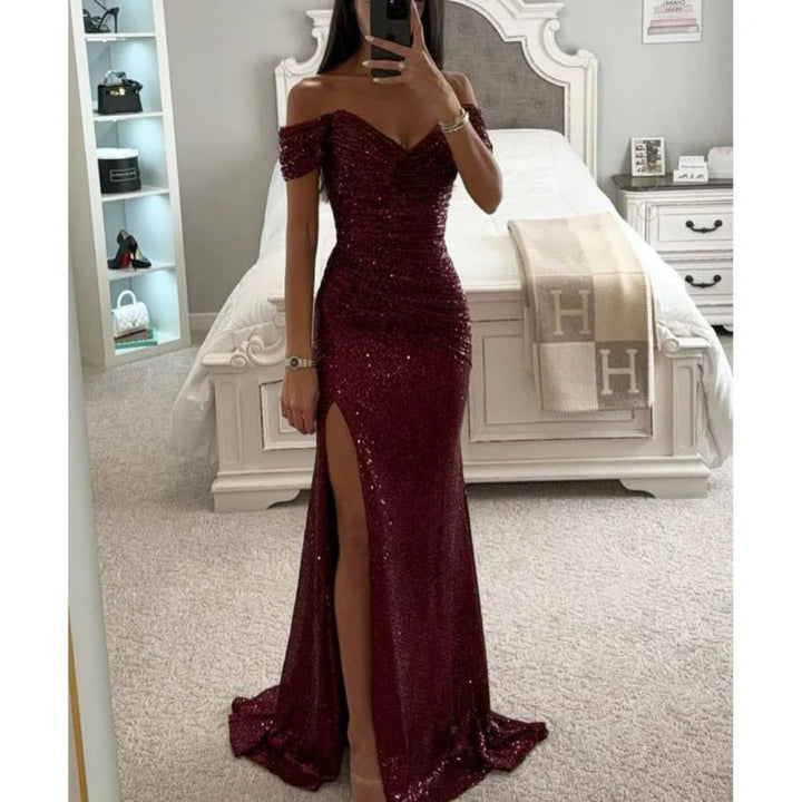 Sibylle | Damen Elegantes Abend Maxikleid mit Strasssteinen