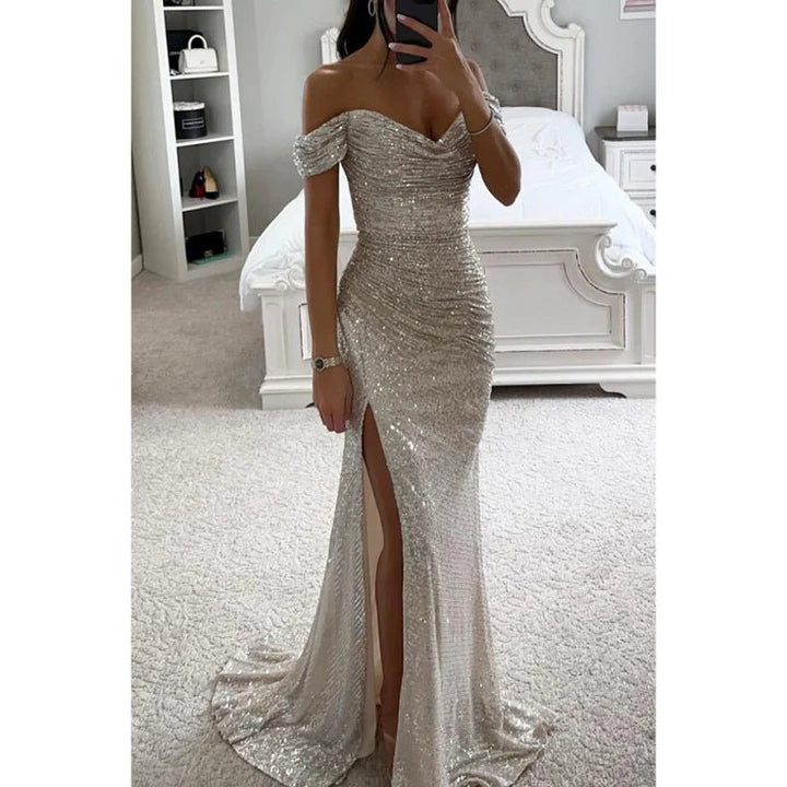 Sibylle | Damen Elegantes Abend Maxikleid mit Strasssteinen
