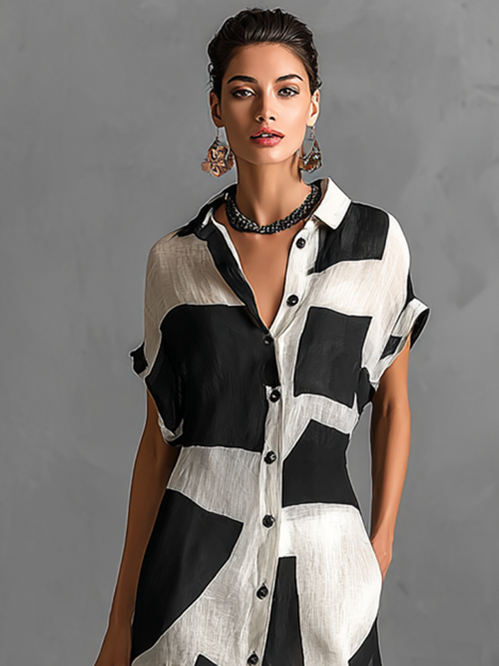 Jasmin | Damen Hochzeitsgast Bedrucktes Hemdblusen Maxikleid