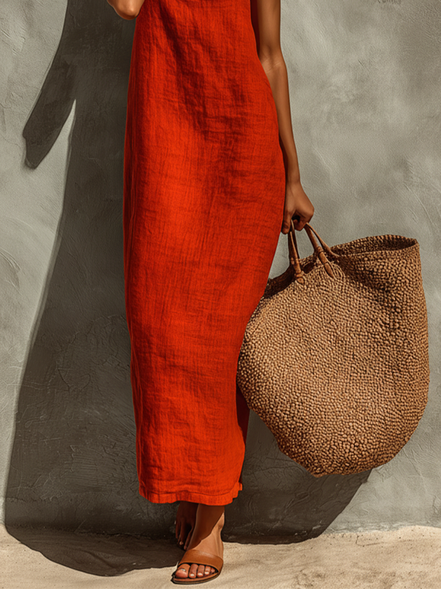 Gioia | Damen Luftiges Sommer Maxi Spaghettiträger Kleid
