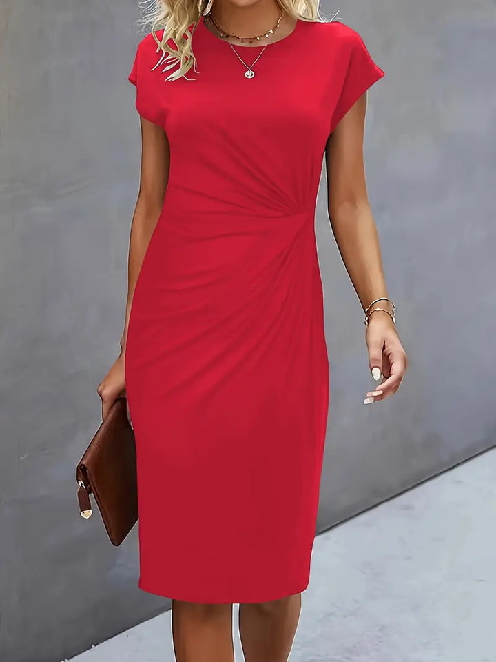 Isla | Damen Elegant Rundhalsausschnitt Bodycon Midi Kleid