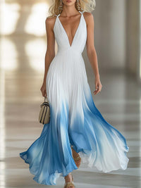 Aubrey | Damen Elegantes V-Ausschnitt Maxikleid
