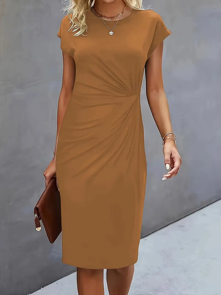 Isla | Damen Elegant Rundhalsausschnitt Bodycon Midi Kleid