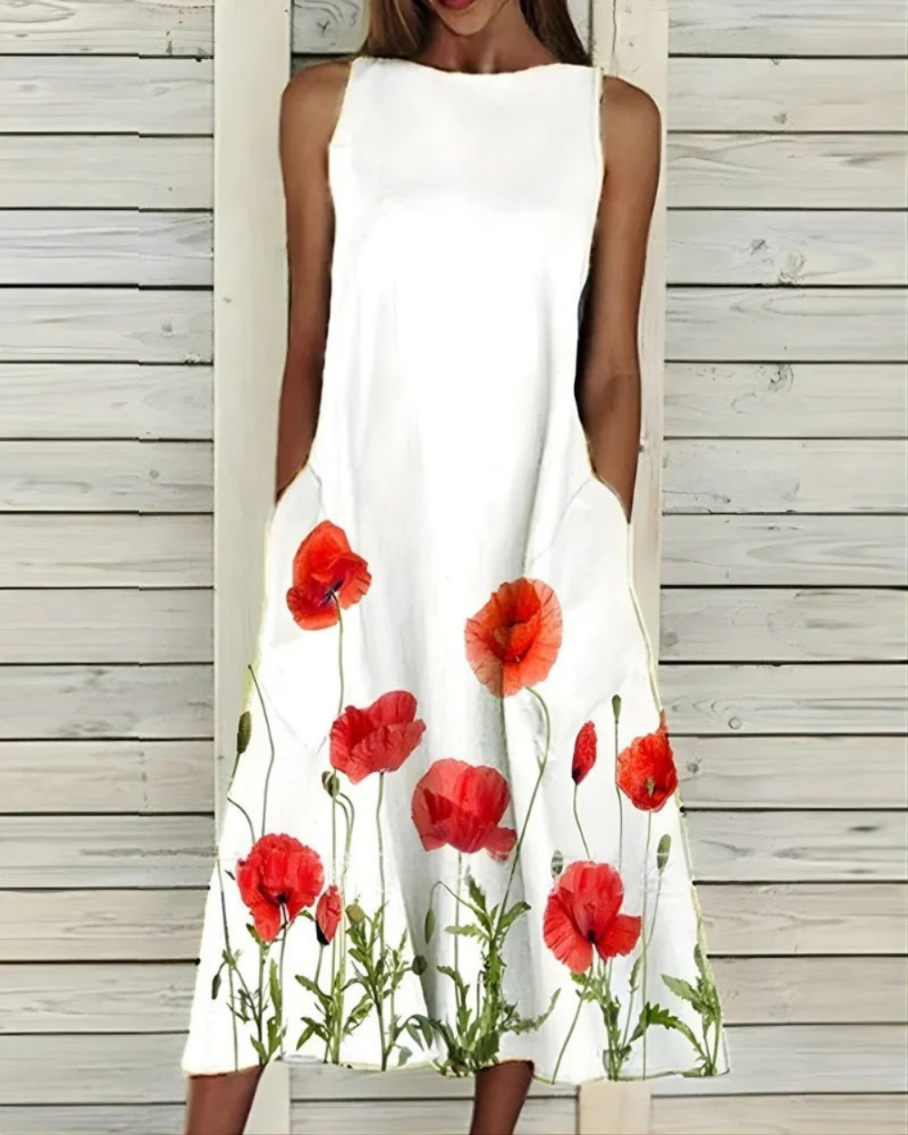 Marissa | Damen Sommer Blumenprint Midikleid