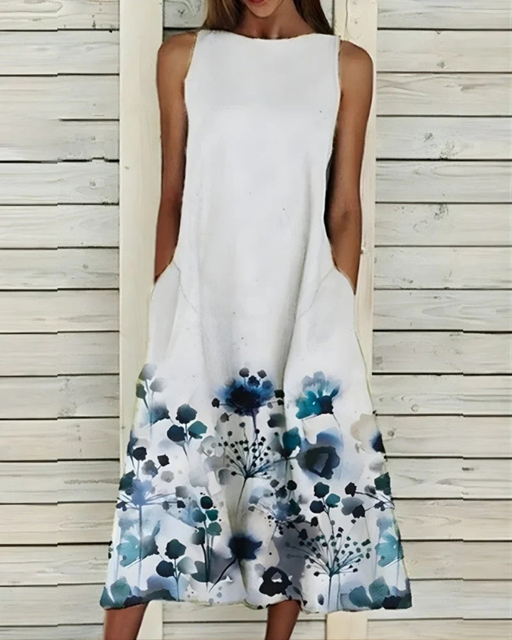 Marissa | Damen Sommer Blumenprint Midikleid