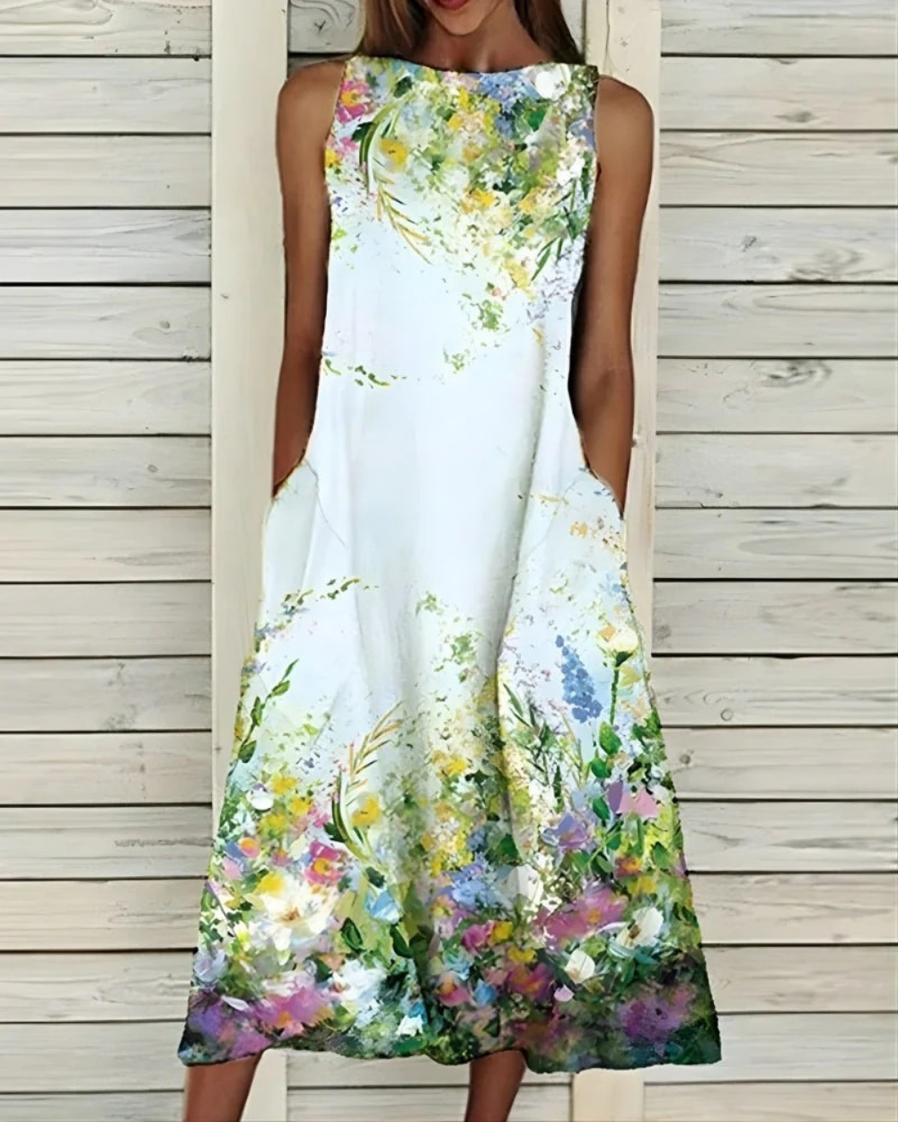 Marissa | Damen Sommer Blumenprint Midikleid