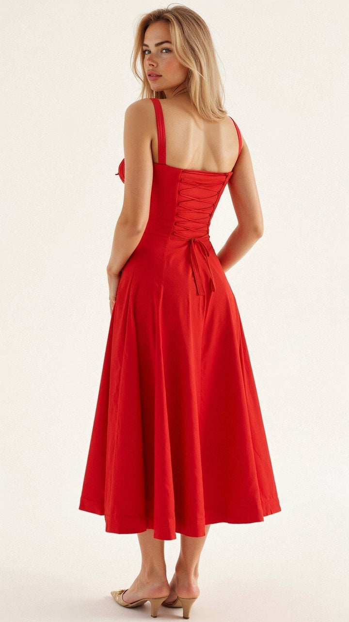 Josephine | Damen Elegantes Hochzeitsgast Korsett Midikleid