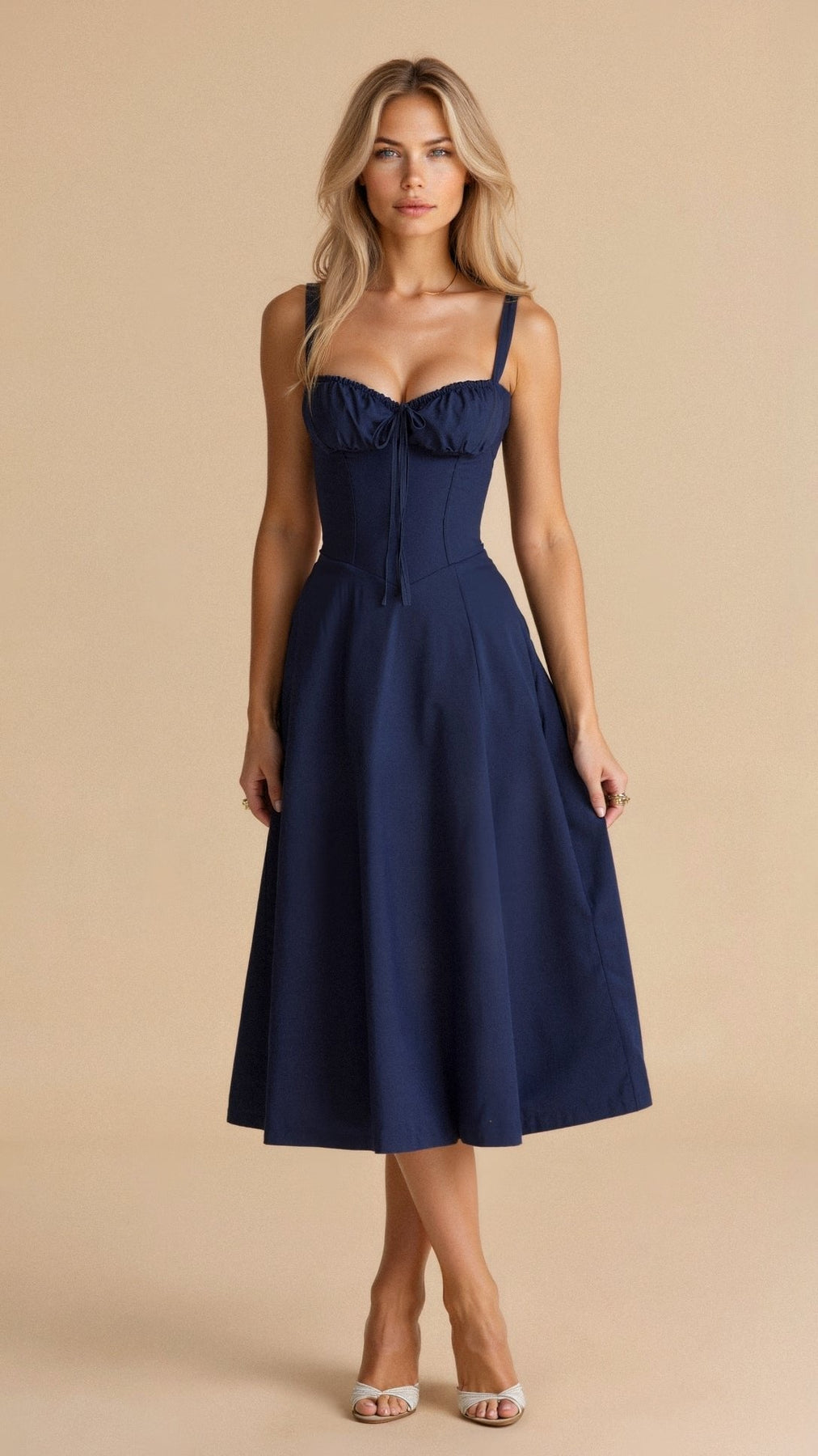 Josephine | Damen Elegantes Hochzeitsgast Korsett Midikleid