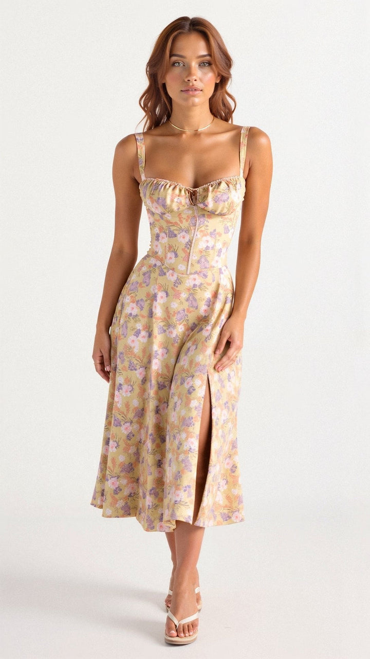 Josephine | Damen Elegantes Hochzeitsgast Korsett Midikleid