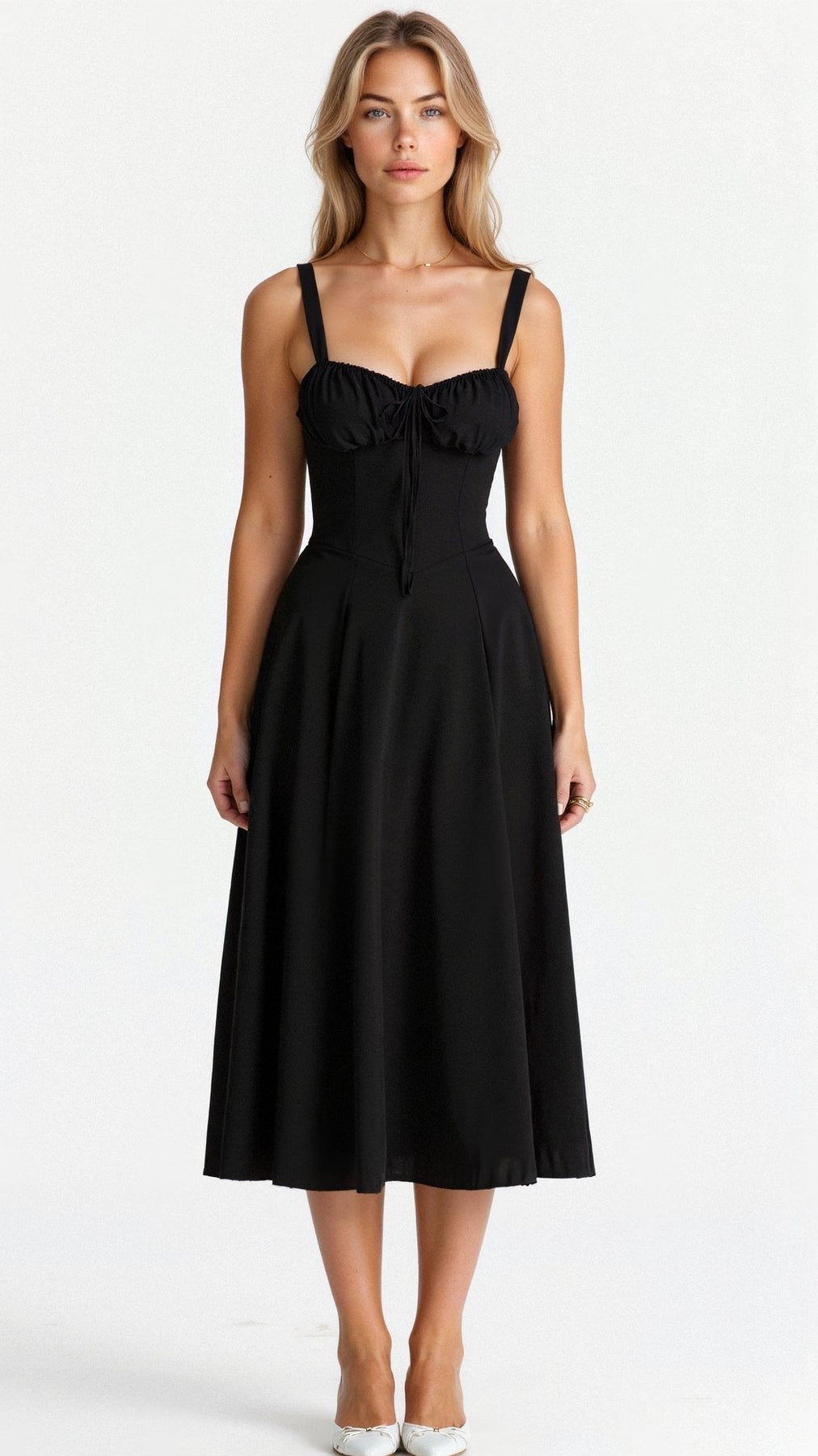 Josephine | Damen Elegantes Hochzeitsgast Korsett Midikleid