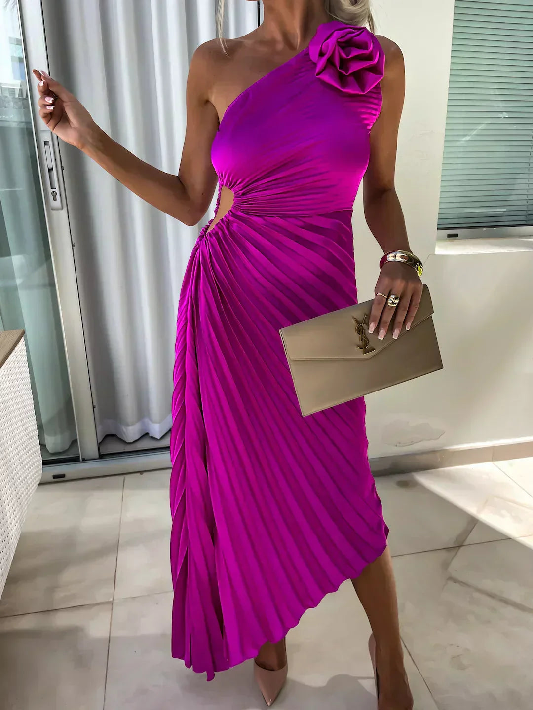 Emma | Damen Elegantes Hochzeitsgast Plisseekleid