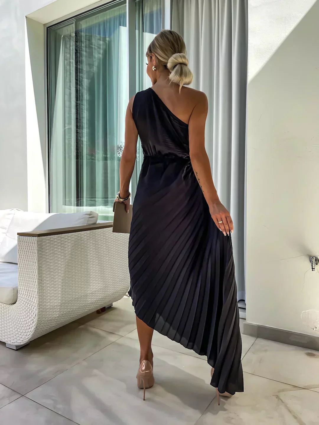 Emma | Damen Elegantes Hochzeitsgast Plisseekleid