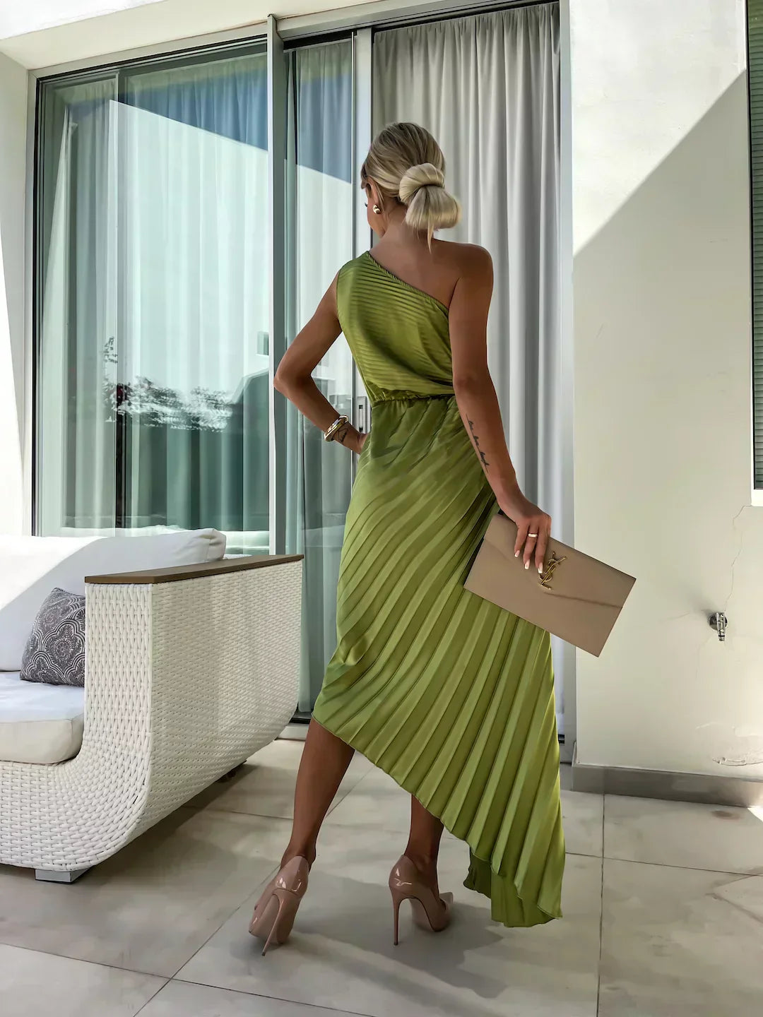 Emma | Damen Elegantes Hochzeitsgast Plisseekleid