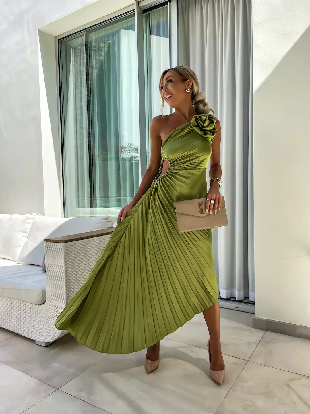 Emma | Damen Elegantes Hochzeitsgast Plisseekleid