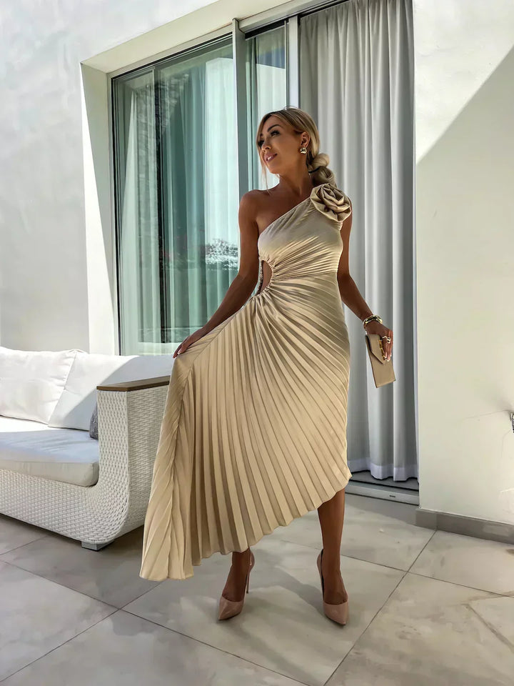 Emma | Damen Elegantes Hochzeitsgast Plisseekleid