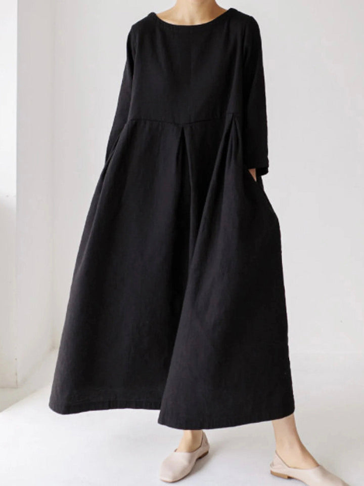 Amelie | Damen Sommer Lockeres Leinen Maxikleid