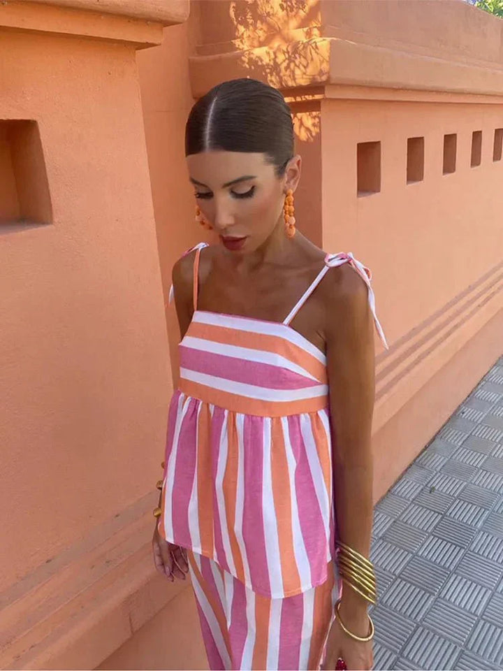 Isabel | Damen Lässiges Streifenmuster Hochzeitsgastkleid