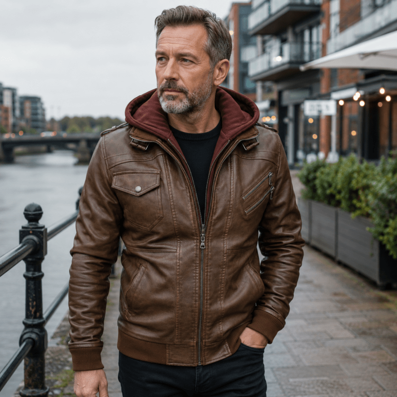 Wesley | Herren Moderne Asymmetrische Lederjacke