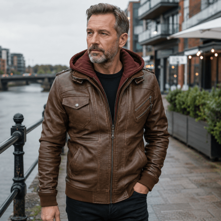 Wesley | Herren Moderne Asymmetrische Lederjacke