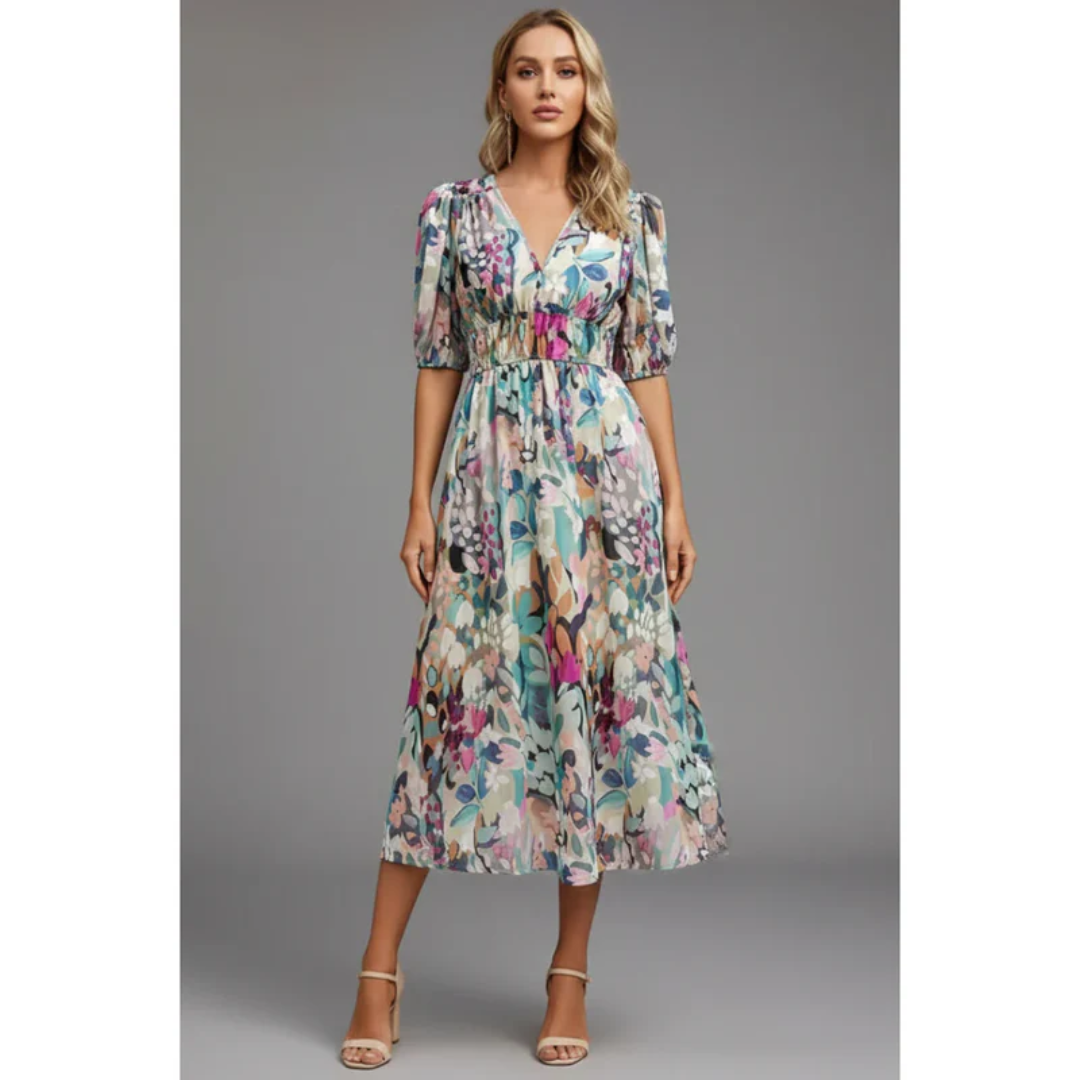 Milla | Damen Sommer Bedrucktes Abendkleid