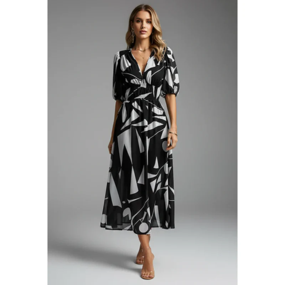 Milla | Damen Sommer Bedrucktes Abendkleid